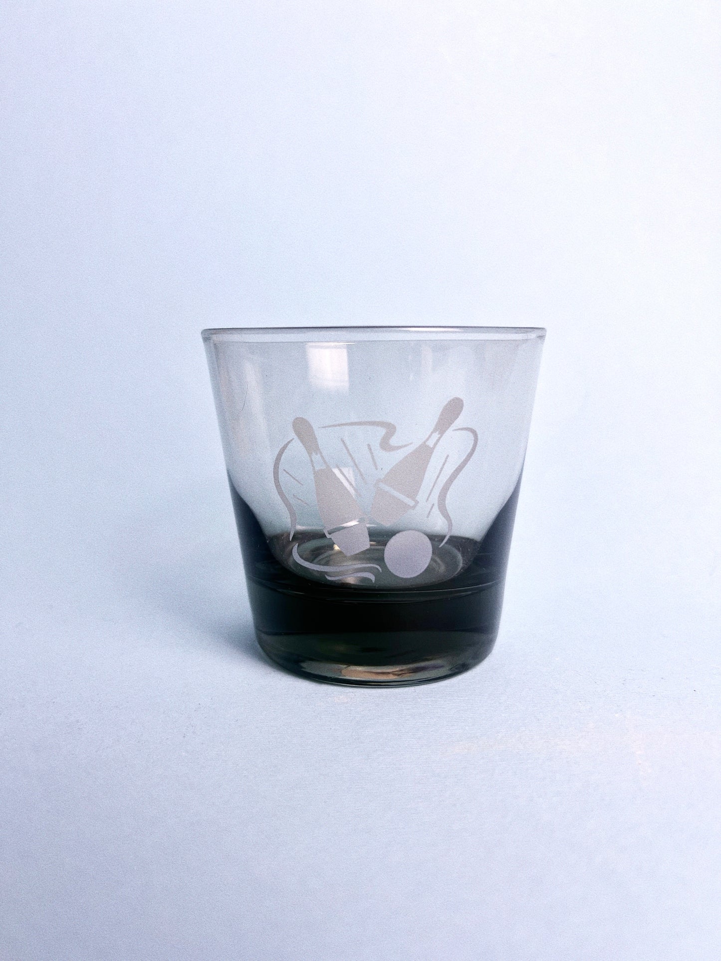 Vintage Smoked Glass Bowling Whiskey Glasses, Set of 3