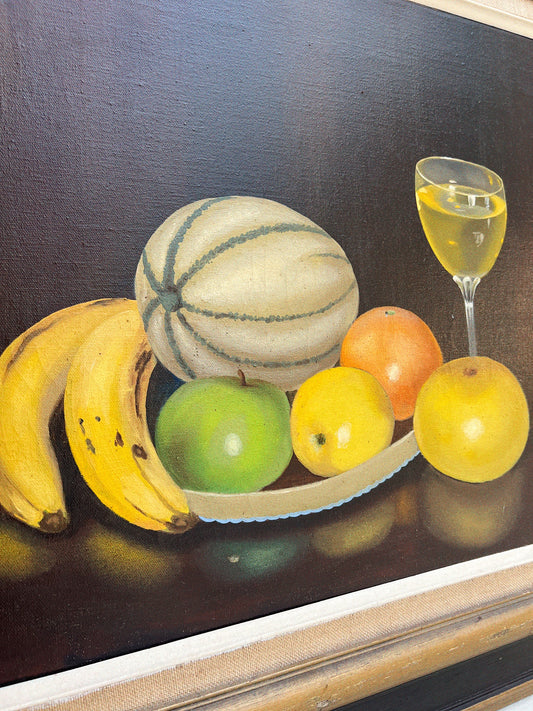 VIntage Wine + Fruit Still Life | Oil Painting