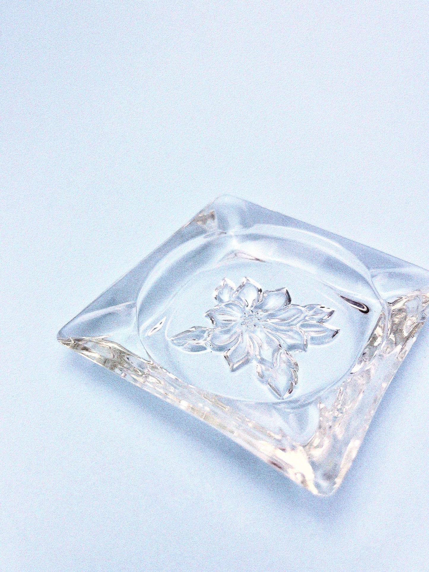 Vintage Clear Poinsettia Ashtray