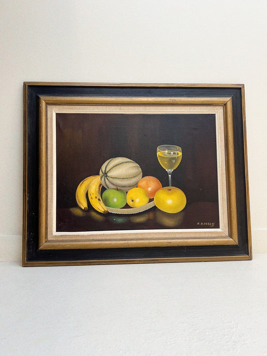 VIntage Wine + Fruit Still Life | Oil Painting