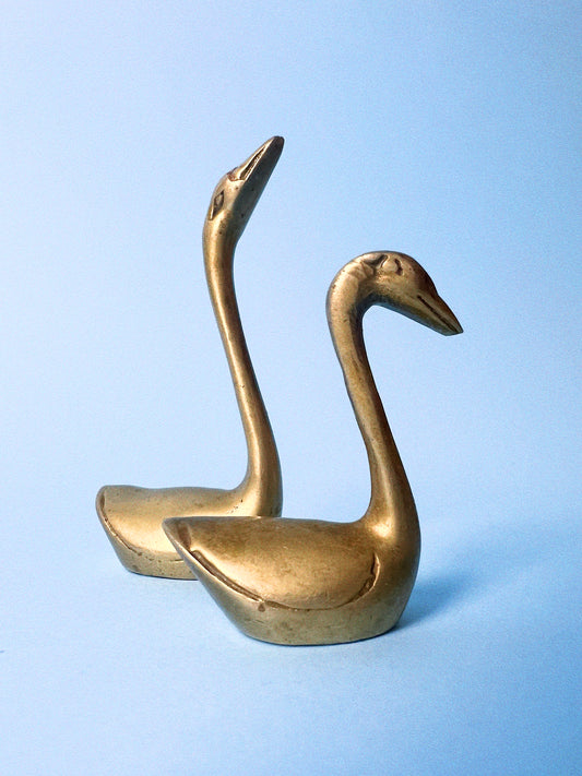 Vintage Brass Swans, Set of 2