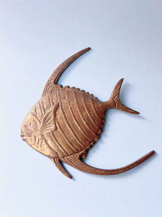 Vintage Angel Fish Brass Wall Hanging