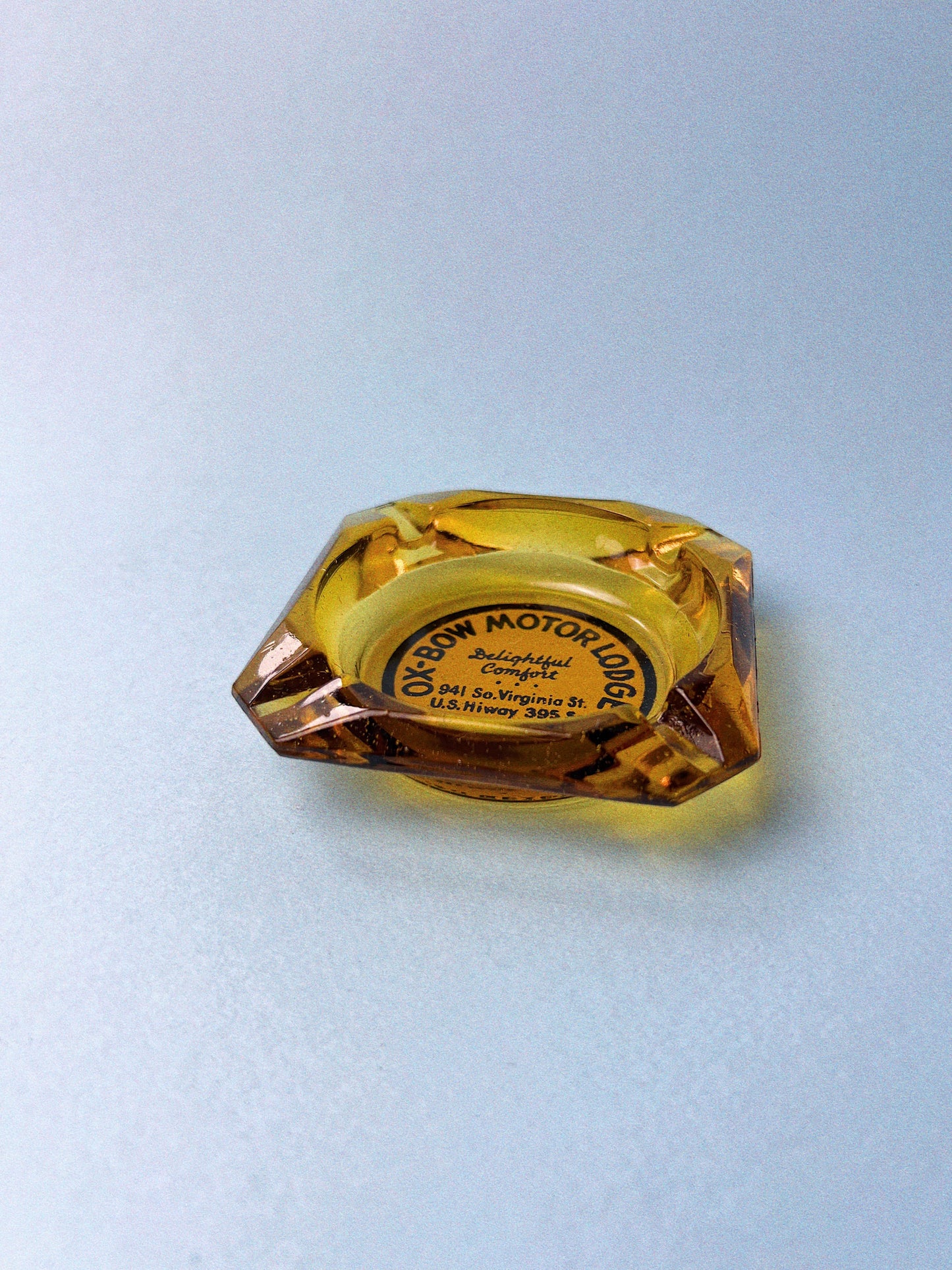 Vintage Ox-Bow Motor Lodge Amber Ashtray