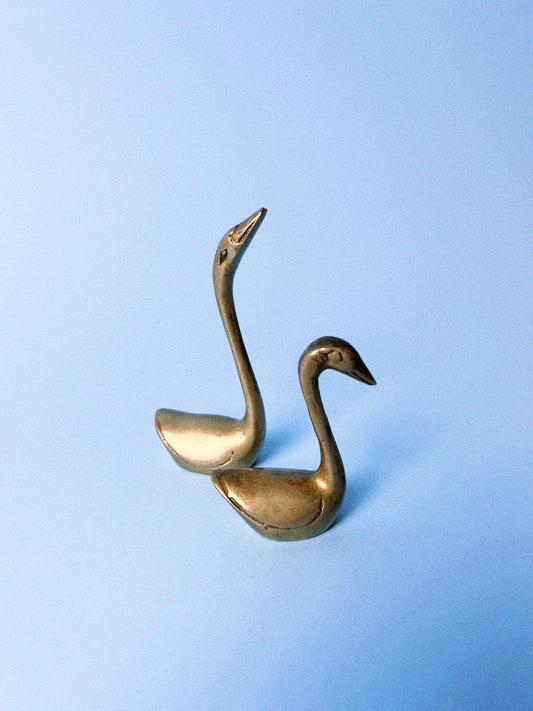 Vintage Pair of Brass swans
