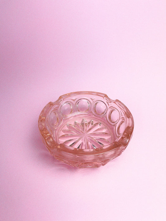 Vintage Pink Coin Depression Glass Ashtray