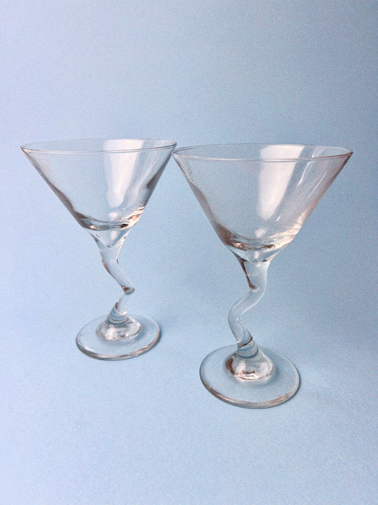 Vintage "Z" Stem Martini Glasses, Set of 2 | Libbey