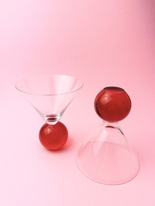 Marlon Bubble Ball Martini Glass | Red