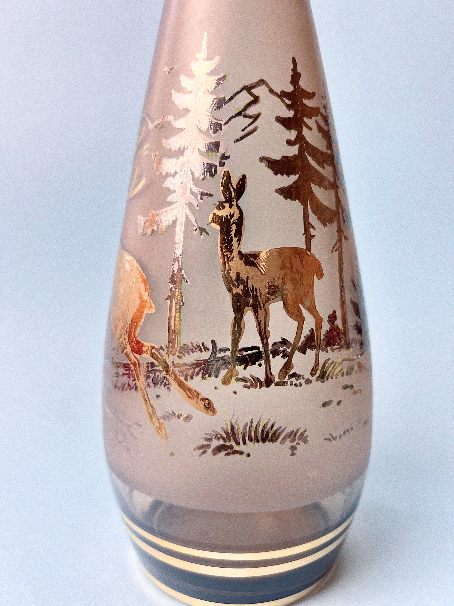 Vintage Bohemian Glass Egermann Stag Decanter Set