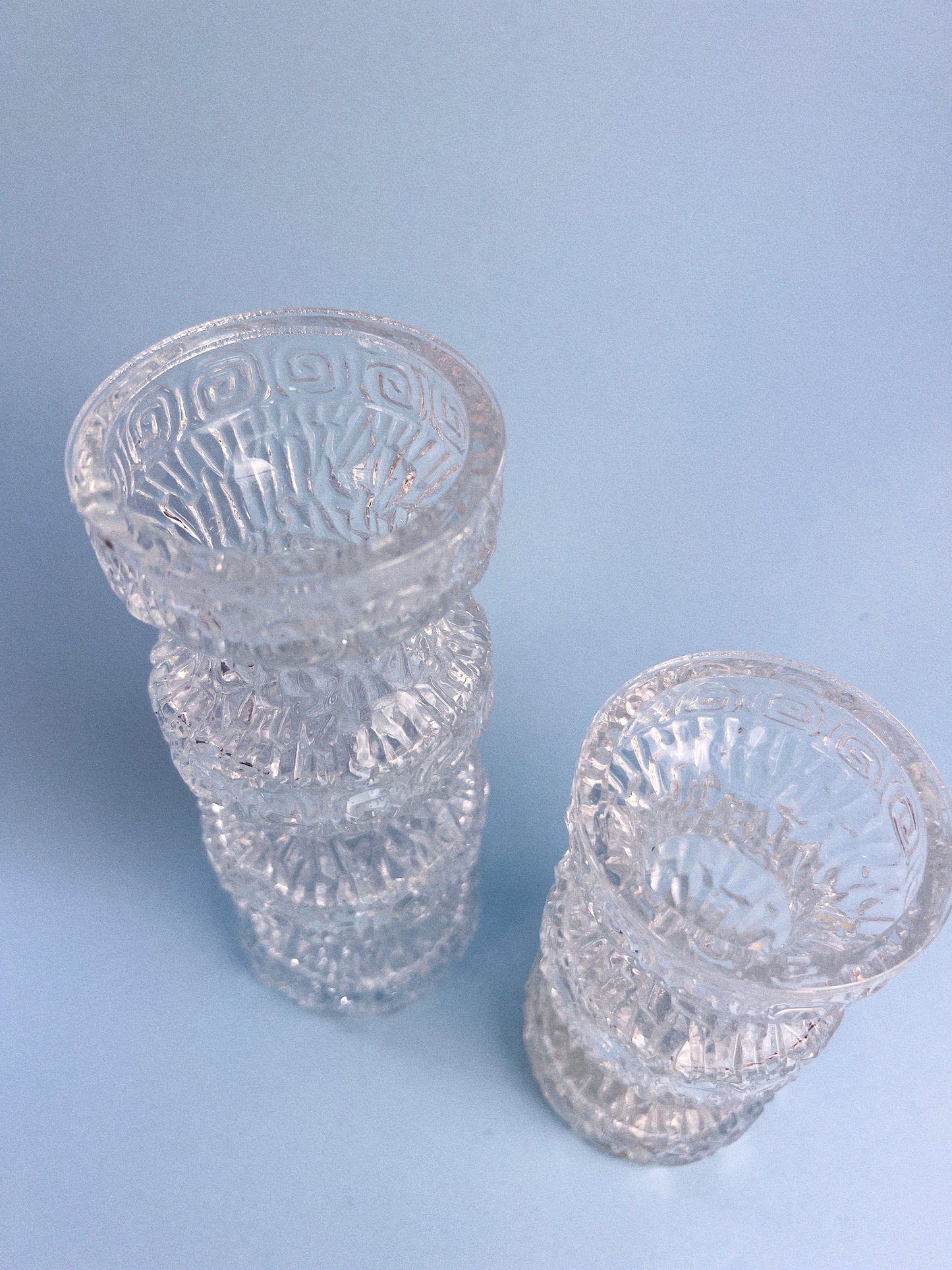 Vintage Oberglas of Austria 'Greek Key Pattern' Vases, Set of 2