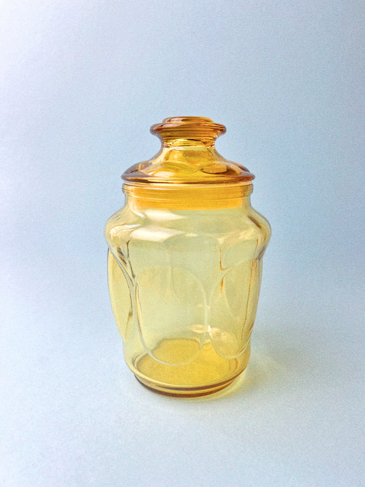 Vintage L.E. Smith Honey Thumbprint Apothecary Jar