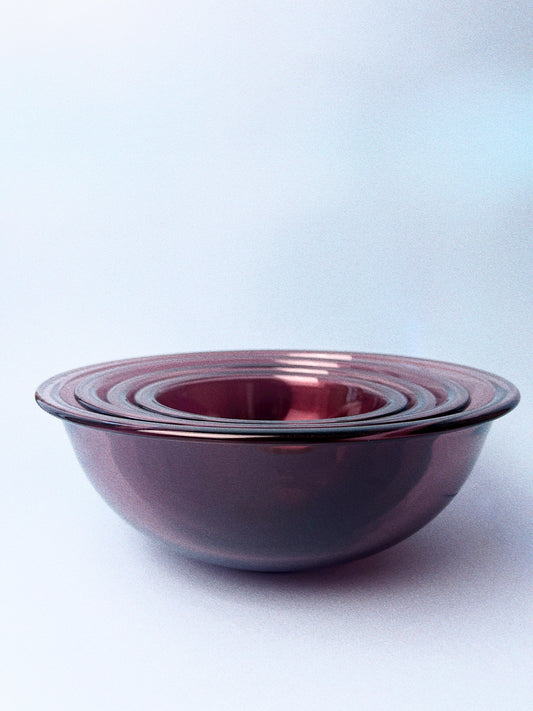 Vintage Pyrex Cranberry Nesting Bowls, Set of 4