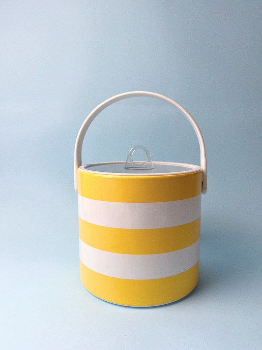 Vintage Yellow + White Striped Ice Bucket