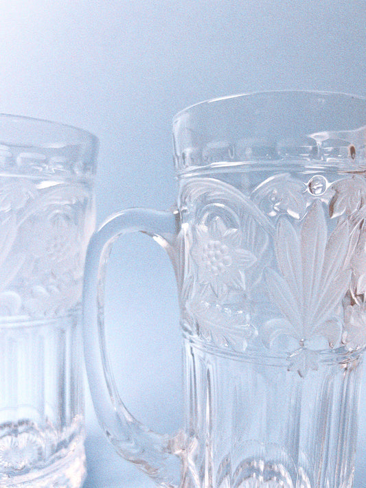 Vintage 'Mikasa' Frosted Trellis Mugs, Set of 2