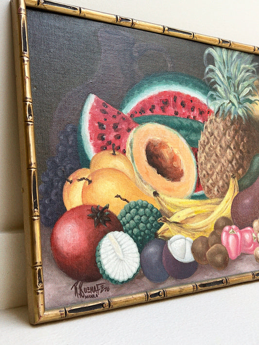 Vintage Fruits Galore Still Life | Original Oil Painting