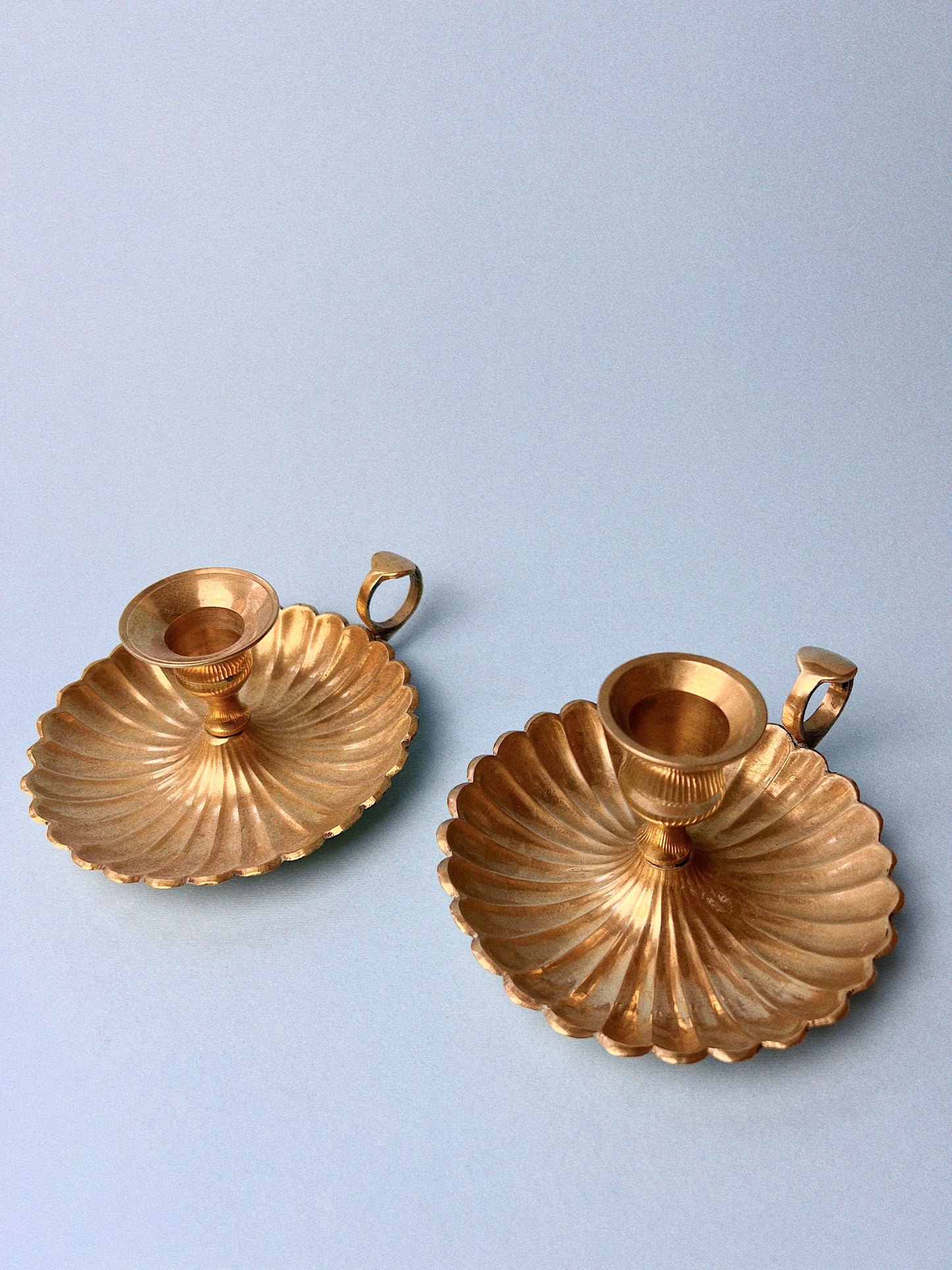 Praire Scalloped, Finger Loop Brass Candle Holder
