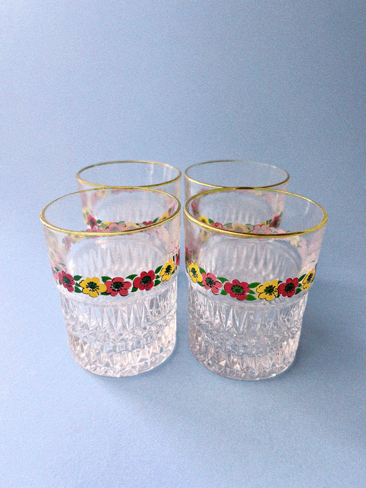 Vintage Cut glass Floral Glasses