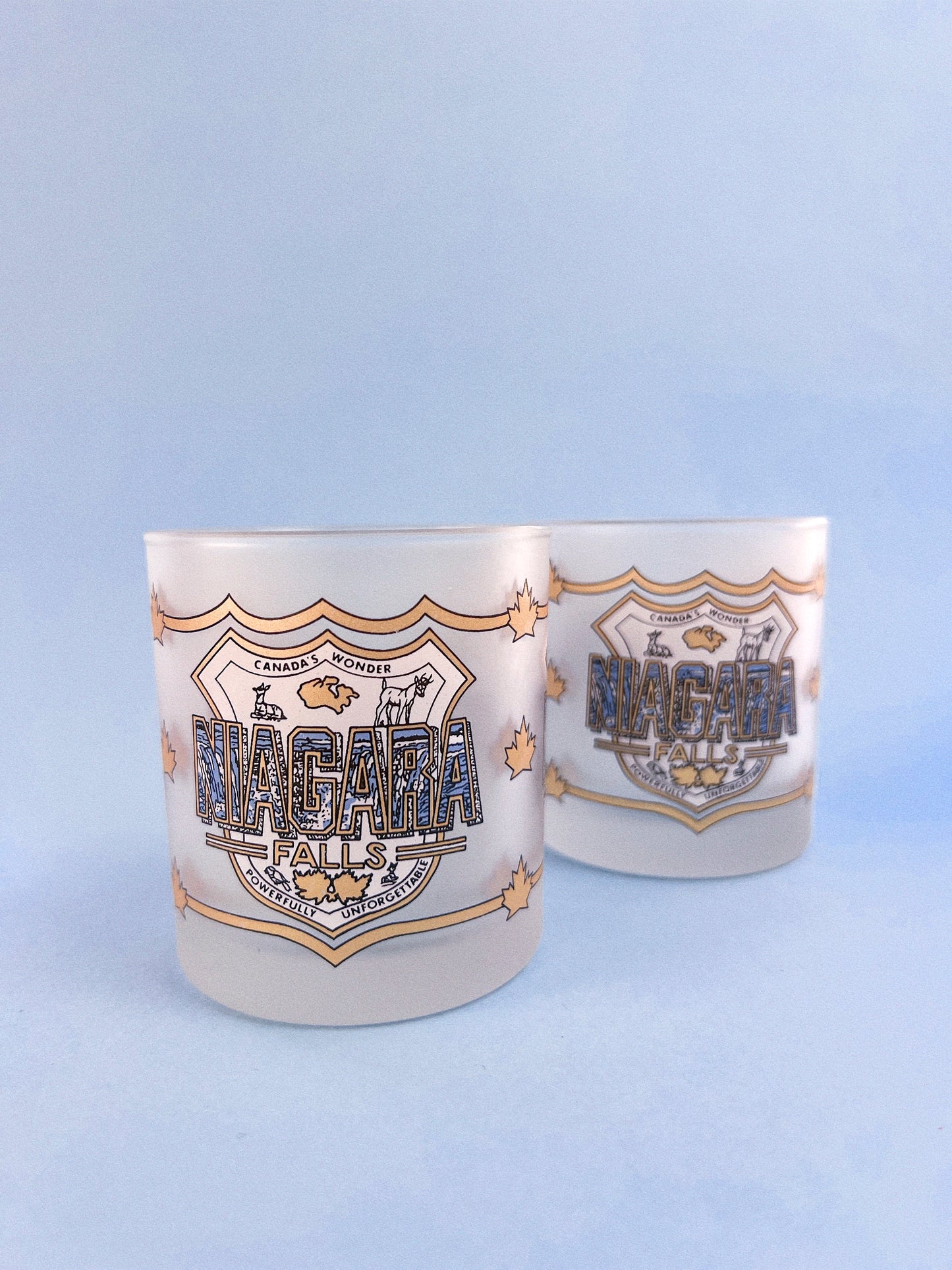 Vintage Niagara Falls Souvenir Rocks Glasses, Set of 2