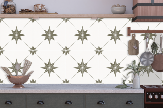 Estella Sticker Tile | Provincial Olive - White
