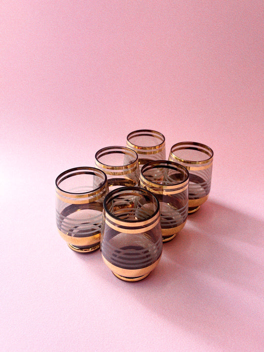 Vintage Bohemian Glass by Borske Sklo Bar Set | Decanter + 6 Glasses