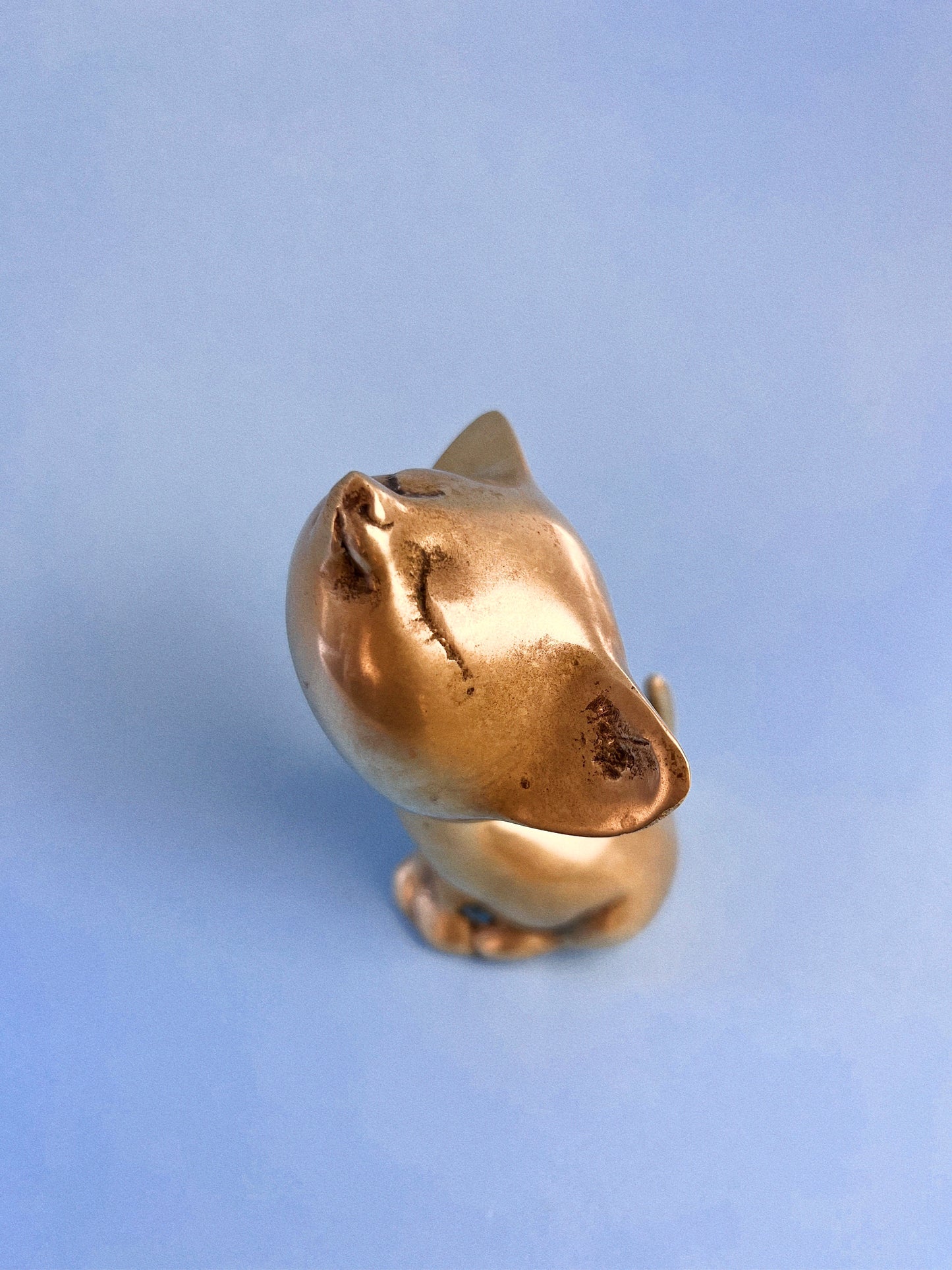 Vintage Brass Stretching Cat