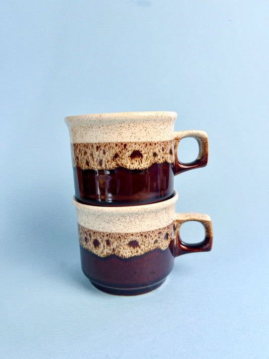 Vintage Glazed Grahamstown Potteries Mugs, Set of 2