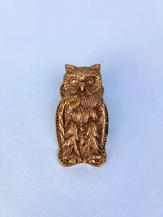 Victorian Great Horned Owl Brass Letter Clip