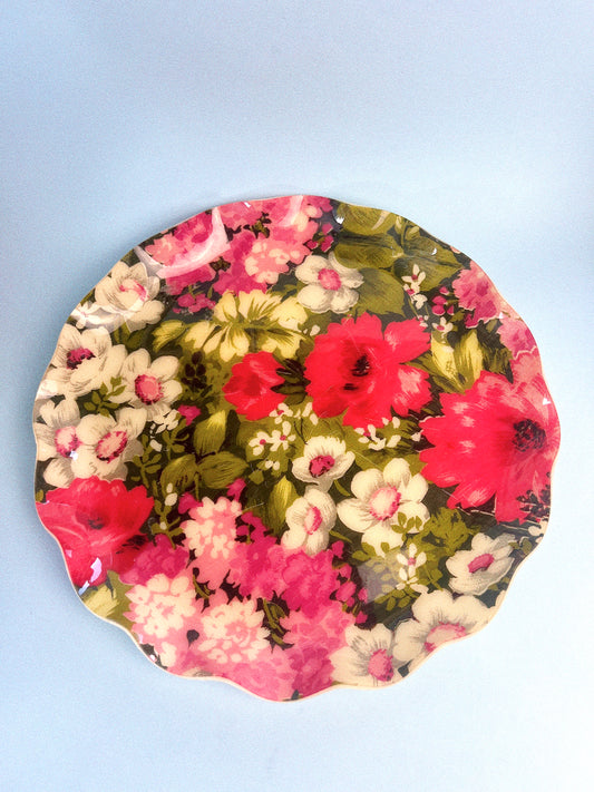 Vintage FAB Floral Resin Tray with Wall Hook