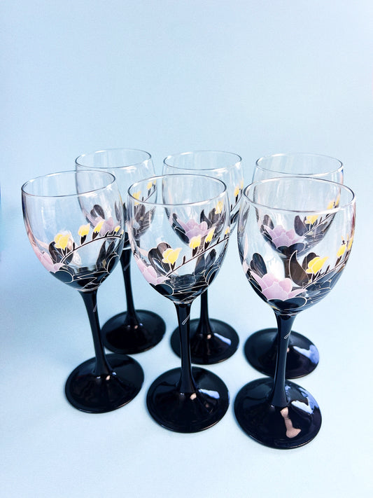Vintage Domino Anais Wine Glasses, Set of 6 | Luminarc