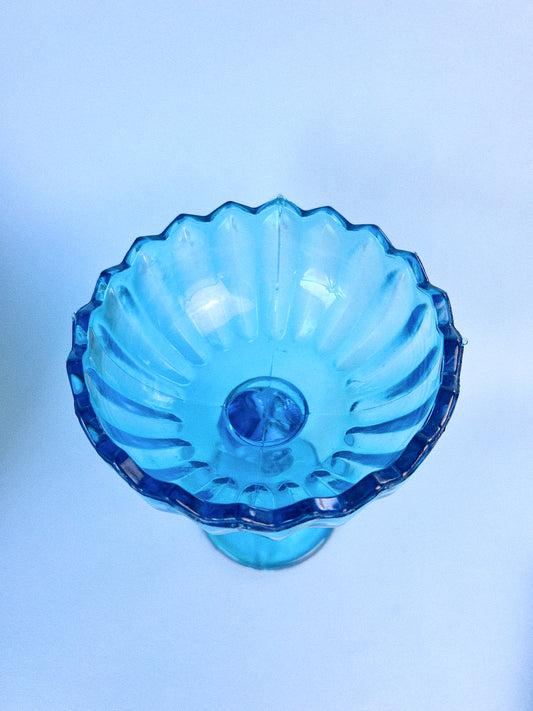 Vintage Bermuda Blue Lotus Compote Pedestal | Indiana Glass Co.