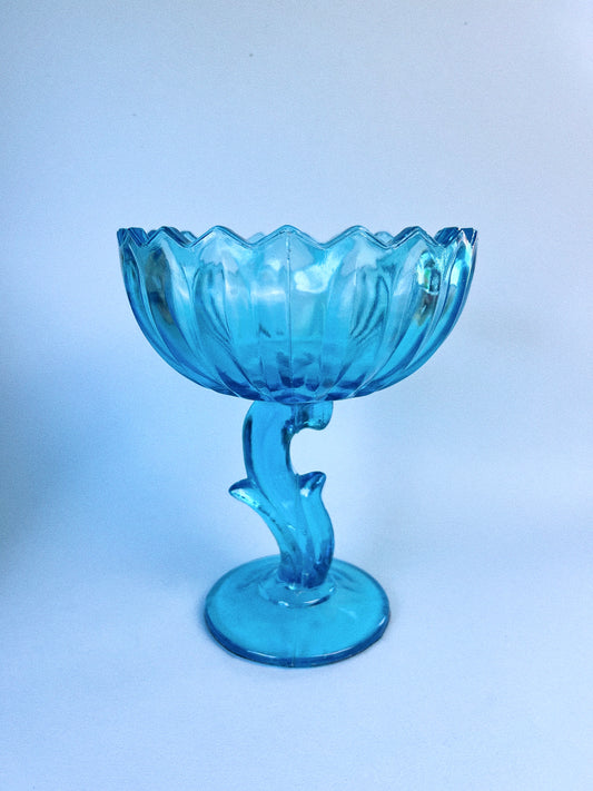 Vintage Bermuda Blue Lotus Compote Pedestal | Indiana Glass Co.