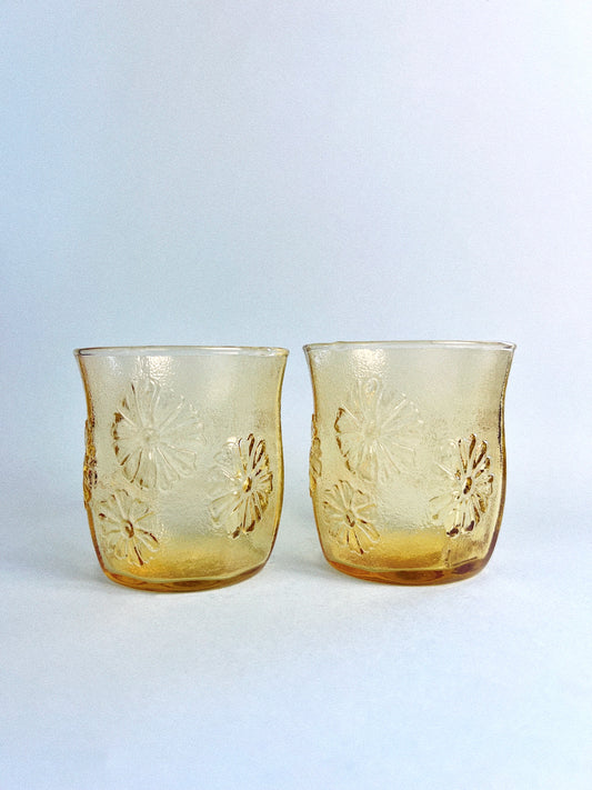 Vintage Libbey Honey Gold 'Spring Song' Juice Glasses, Set of 2