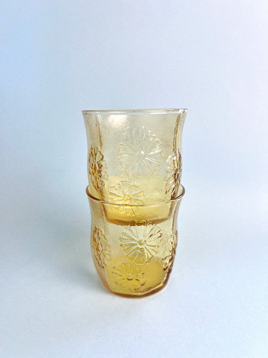 Vintage Libbey Honey Gold 'Spring Song' Juice Glasses, Set of 2