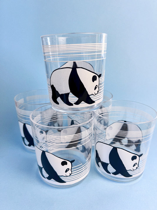Vintage Panda Magic Acrylic Glasses, Set of 5