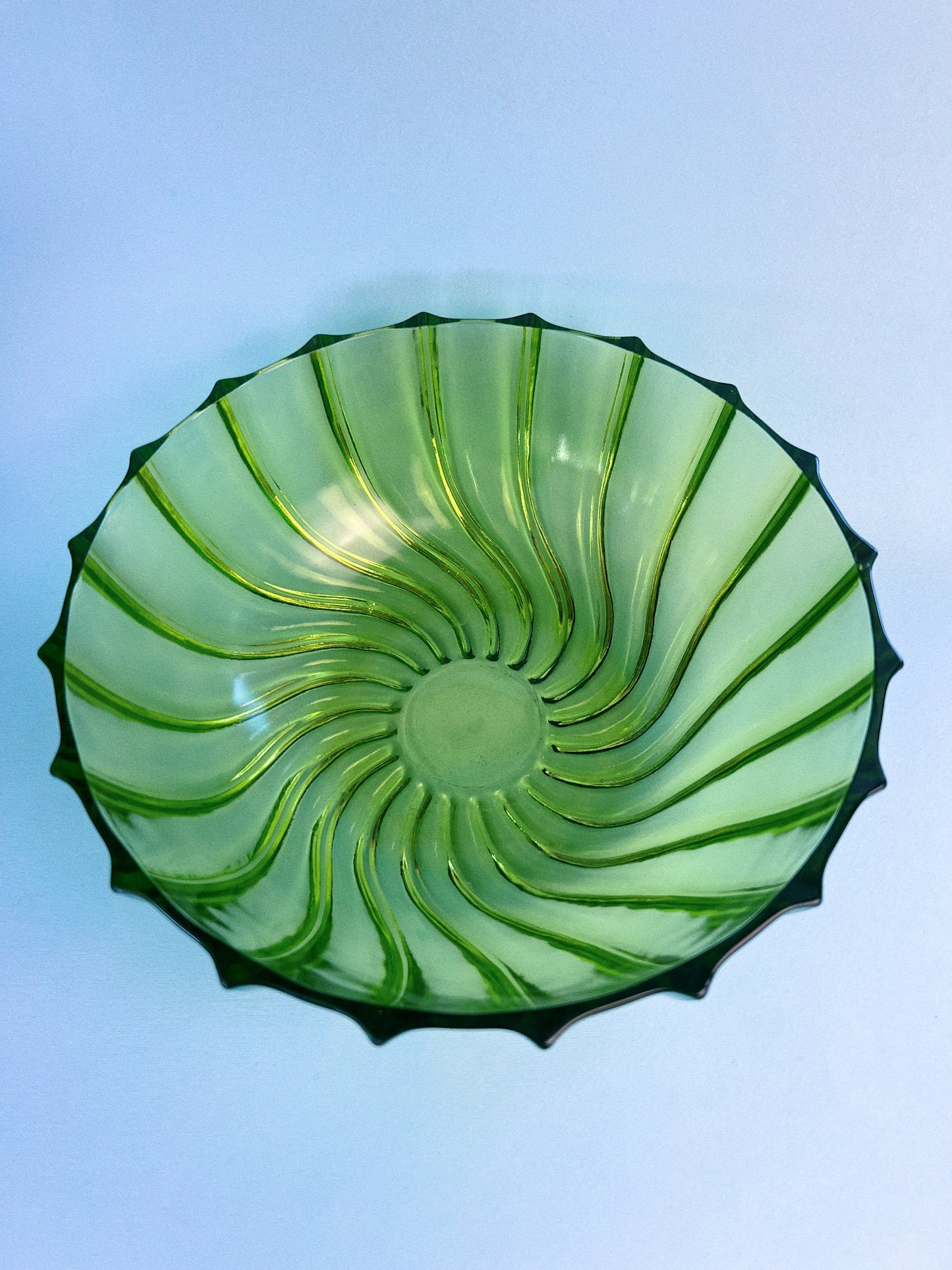 Vintage 'Hazel Atlas' Green Ribbed Depression Glass Bowl |