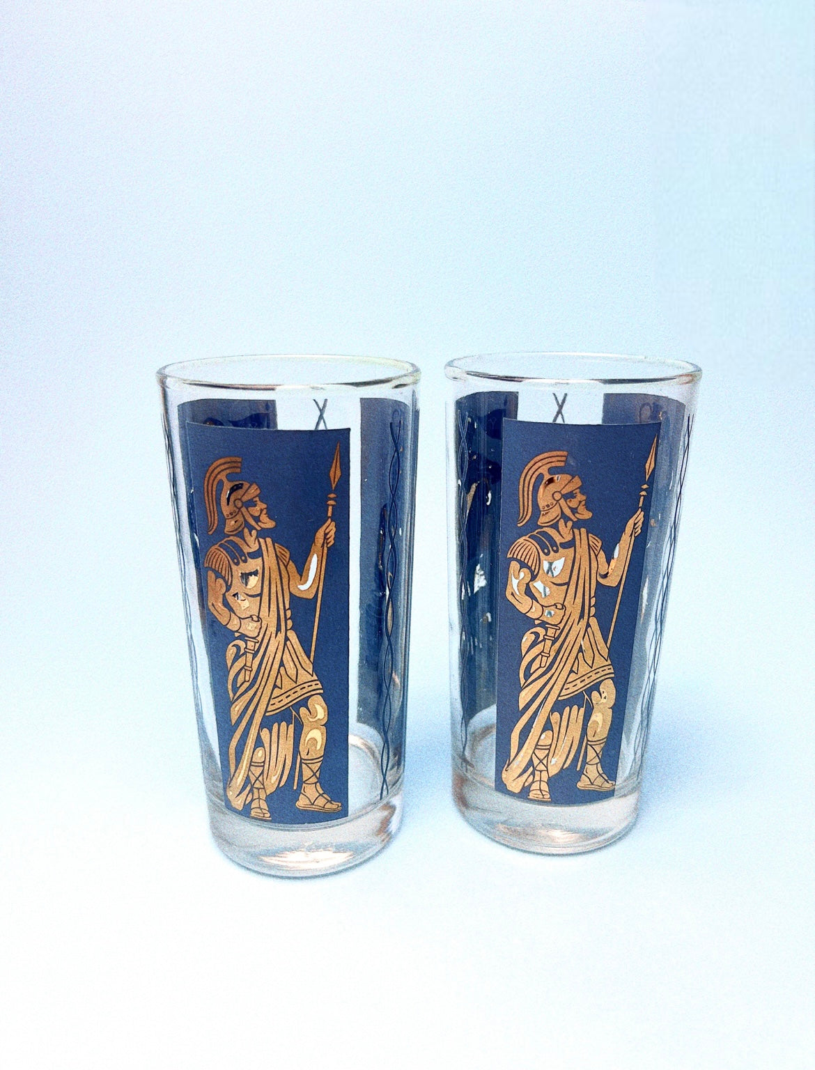 Vintage Glassware, Gilded Gold, Roman