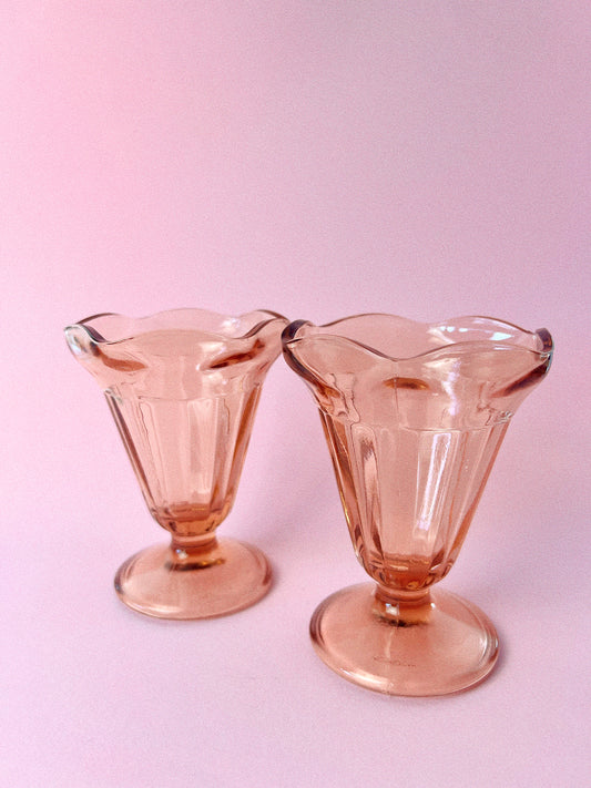 Vintage 'KIG' Icecream Sundae Glasses, Set of 2 | Pink