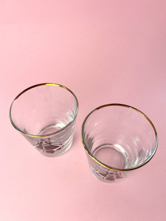 Vintage Bowling Whiskey Glasses, Set of 2