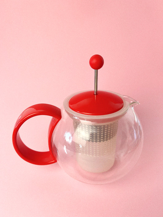 Vintage Assam Round Teapot Press with Infuser by Bodum | Red
