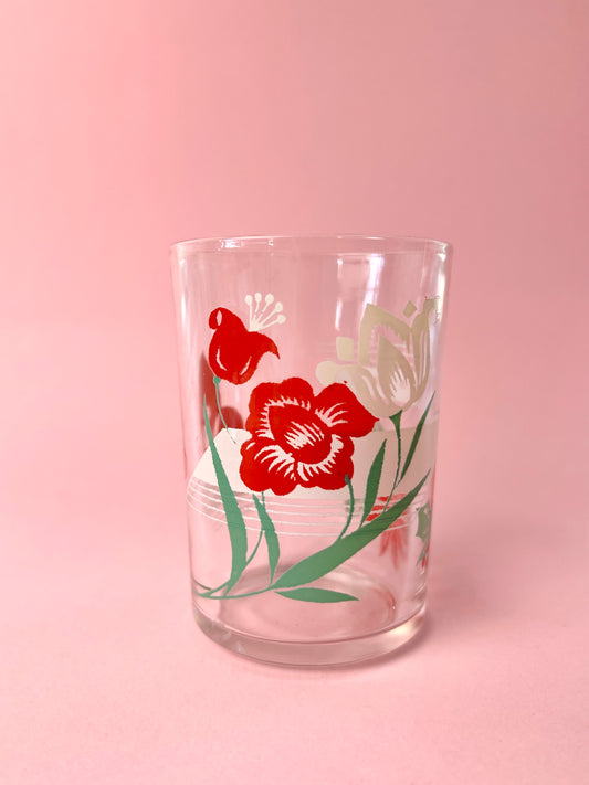 Vintage Midcentury Floral + Butterfly Juice Glasses, Set of 4