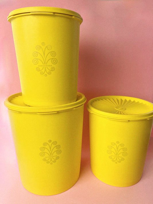 Vintage 'Tupperware' Servalier Canisters, Set of 3 | Yellow