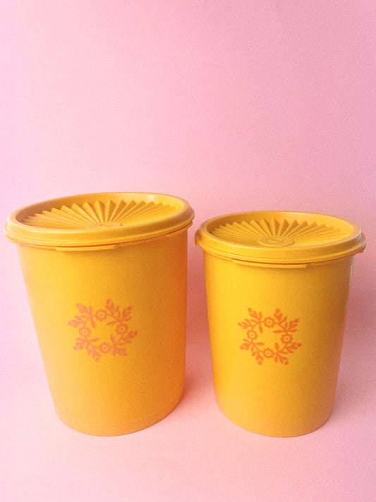 Vintage 'Tupperware' Harvest Maize Canisters, Set of 2