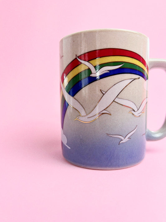 Vintage Otagiri Rainbow + Seagulls Mug