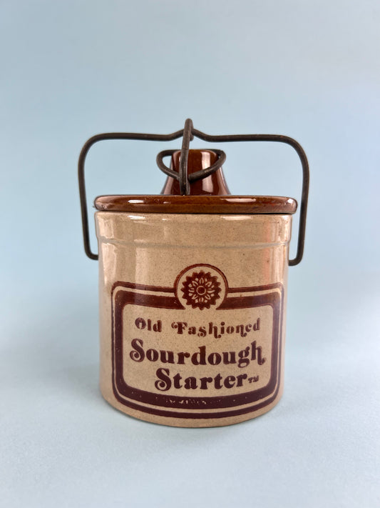 Vintage Old Fashioned Sourdough Starter Stoneware Crock Jar with Bale Closure