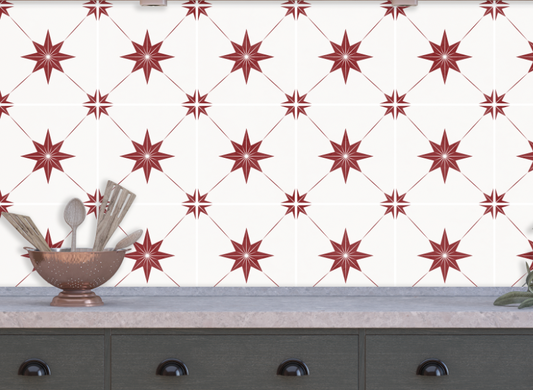Estella Sticker Tile | Rancho Red - White