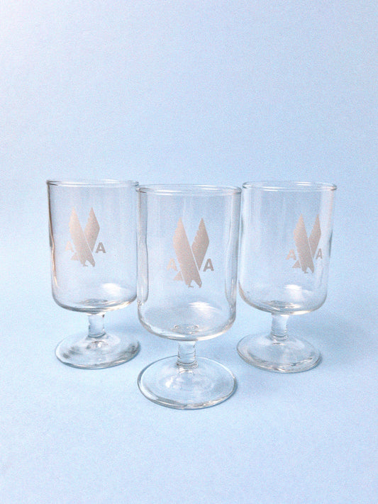 Vintage First Class American Airlines Sherry Glasses, Set of 2