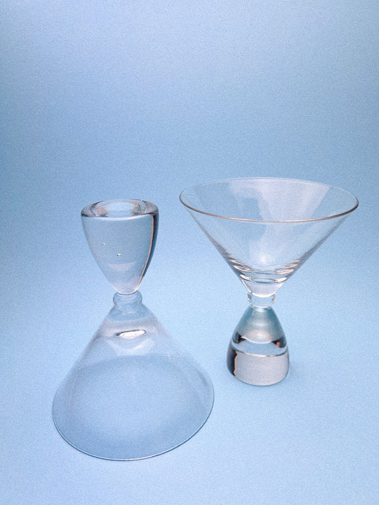 Vintage Modernist Conical Base Martini Glasses, Set of 2