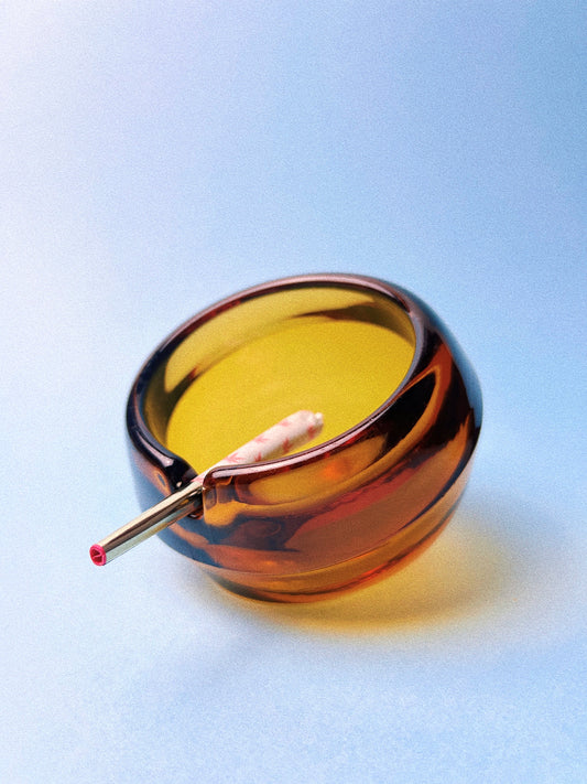 VIntage Viking Glass Mod Amber Orb Ashtray