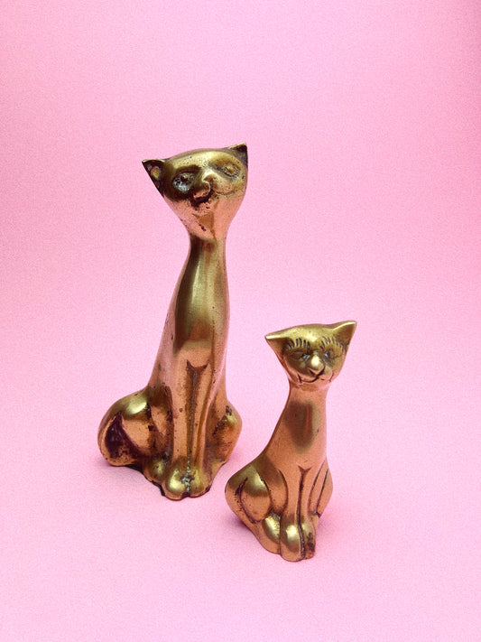 Vintage Siamese Brass Cats