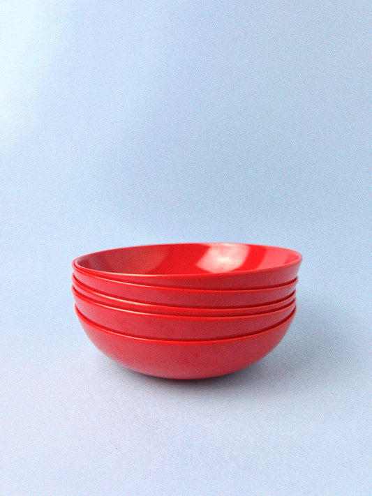 Vintage Maplex Melamine Snack Bowls, Set of 5 | Red