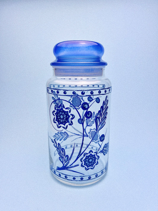 Vintage Pietro Gobeo Blue Floral Canister